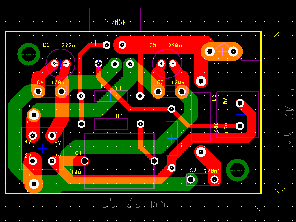 Low-frequency amplifier PCB