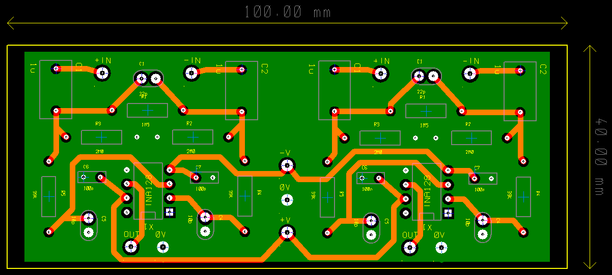 Differential amp PCB layout