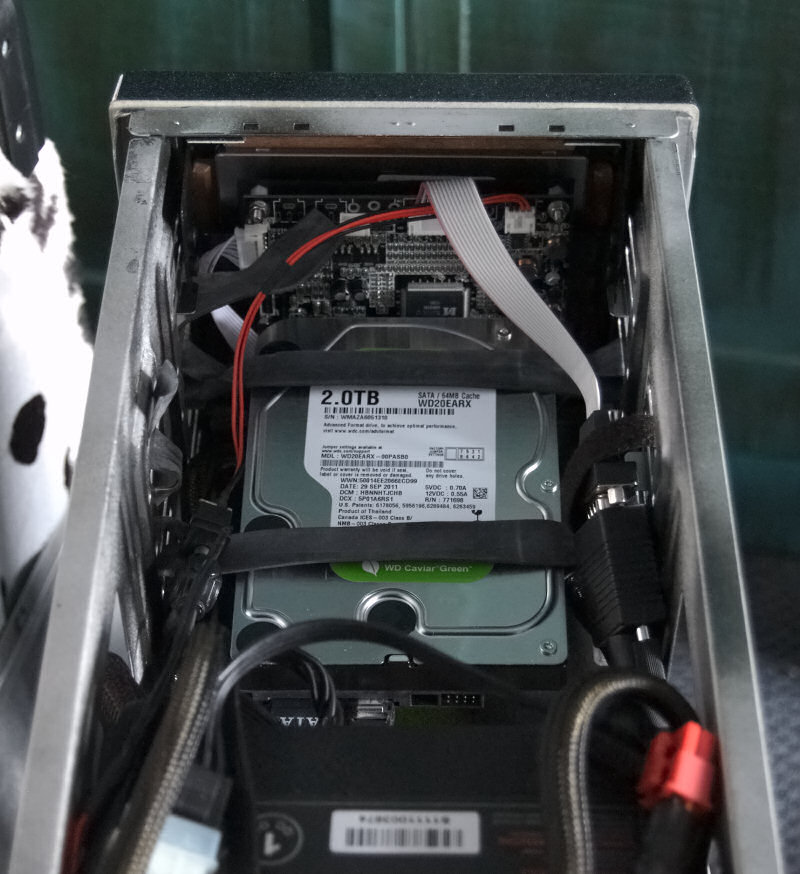 The HDD mounted in the case