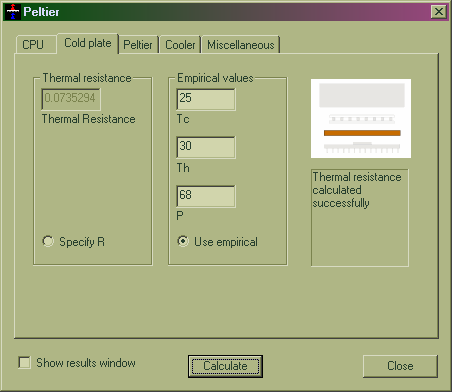 Cold-plate parameter entry