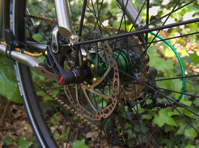 Close-up of rear hub