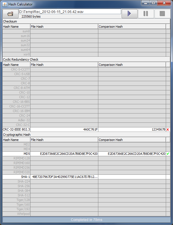 Screenshot of Hash Calculator